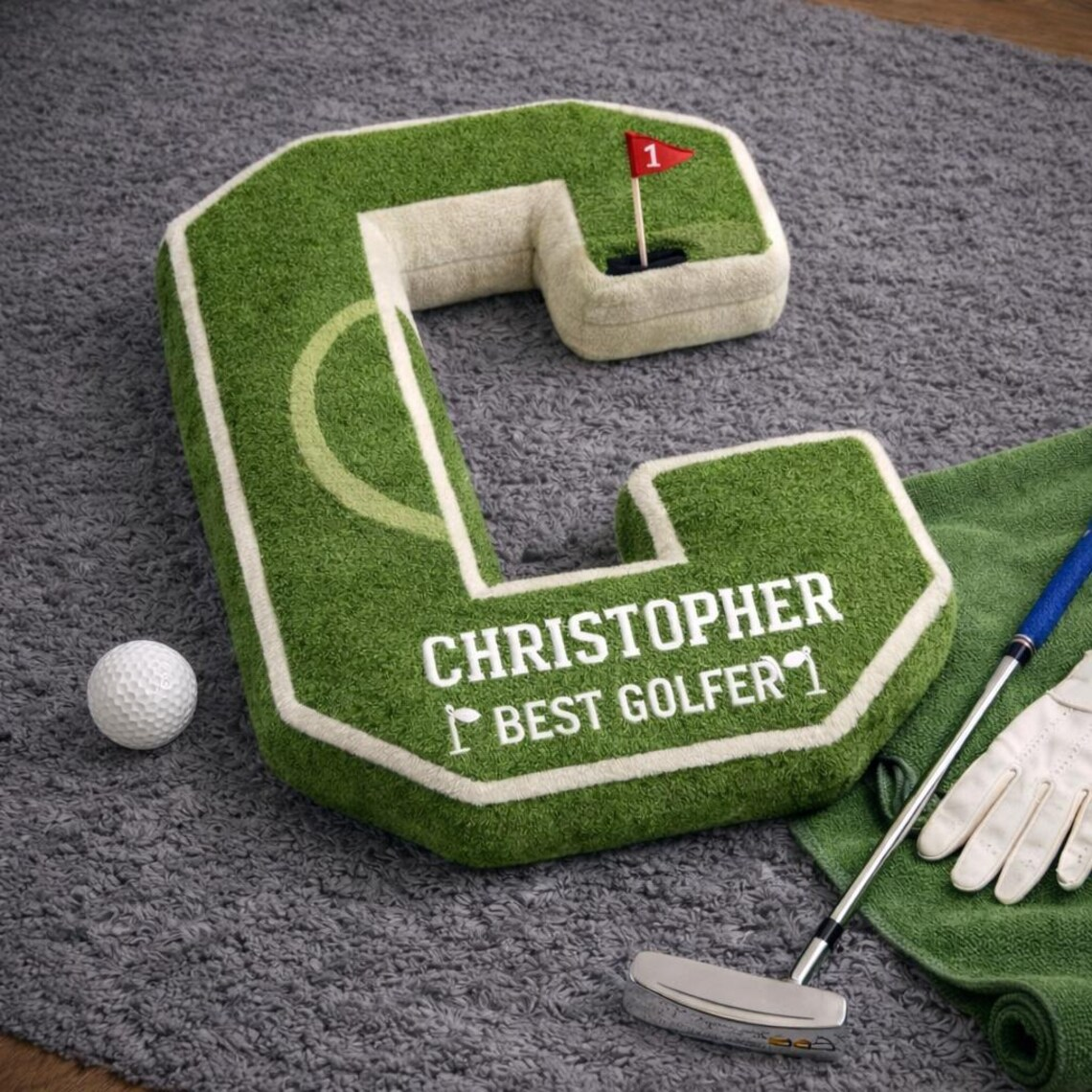 Personalized Golf Pillow – Custom Name And Shape Initial Throw Pillow, Sports Golf LoverPillow, Golf Gifts for Men, Golf Club Cushion