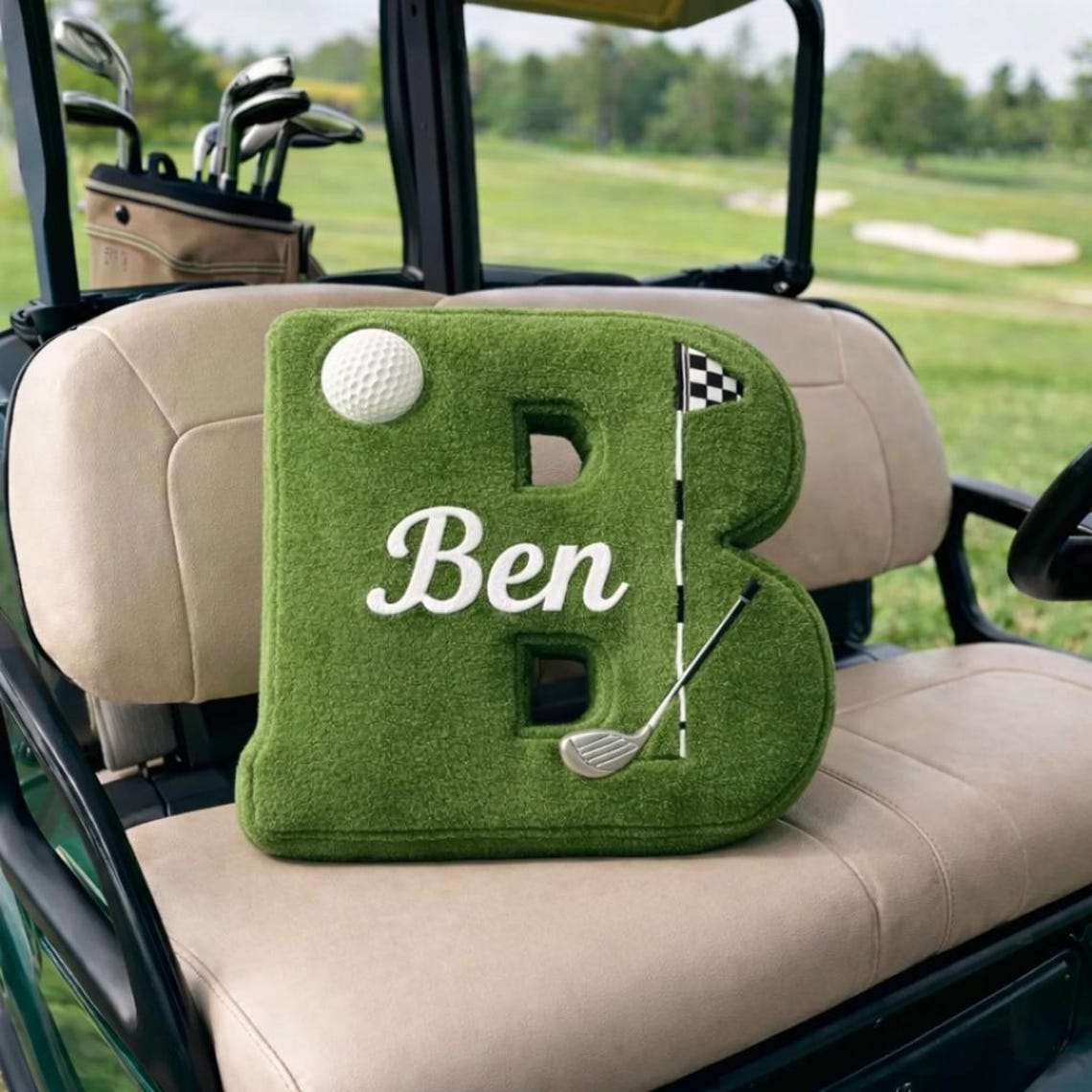 Personalized Golf Pillow Letter Name | Custom Name Plush Cushion For Dad Husband Boyfriend