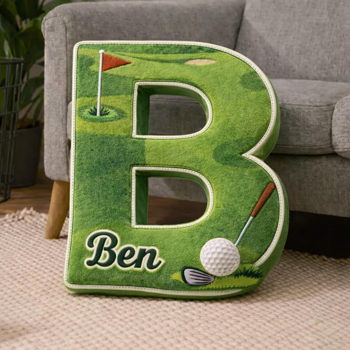 Personalized 3D Golf Pillow, Custom Name Plush Cushion for Dad Grandpa Boys