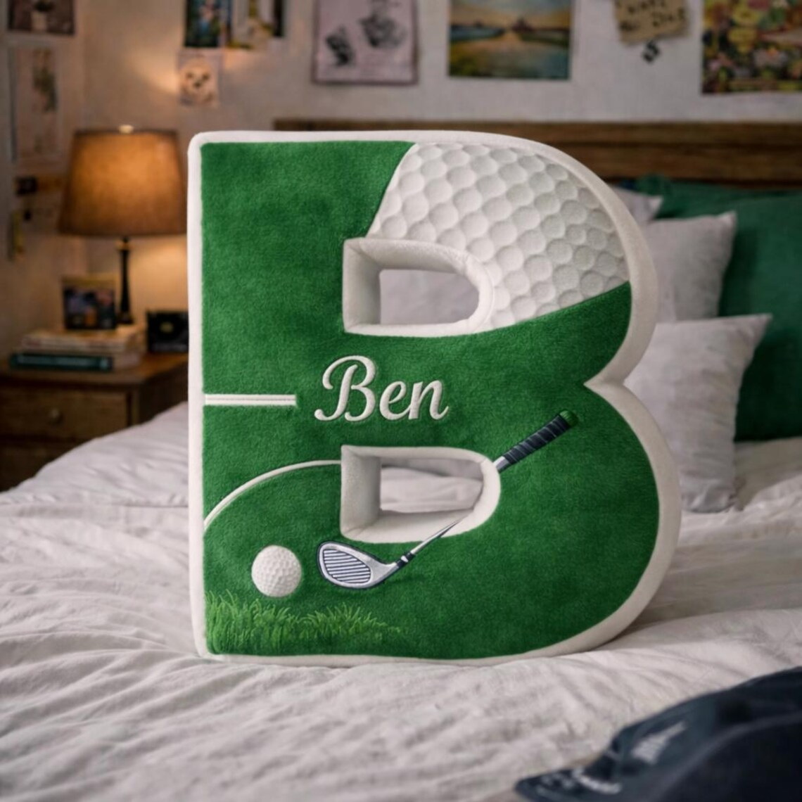 Personalized Name Golf Pillow Letter | Custom Name Plush Cushion For Dad Husband Boyfriend