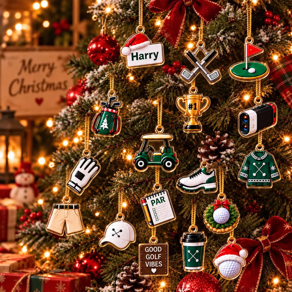 Golf Advent Calendar, Personalized Christmas Gift for Golfer, Custom Name Photo Keychain, 24 Day Gift for Dad Husband Boyfriend Golf Lover. ACGTP01