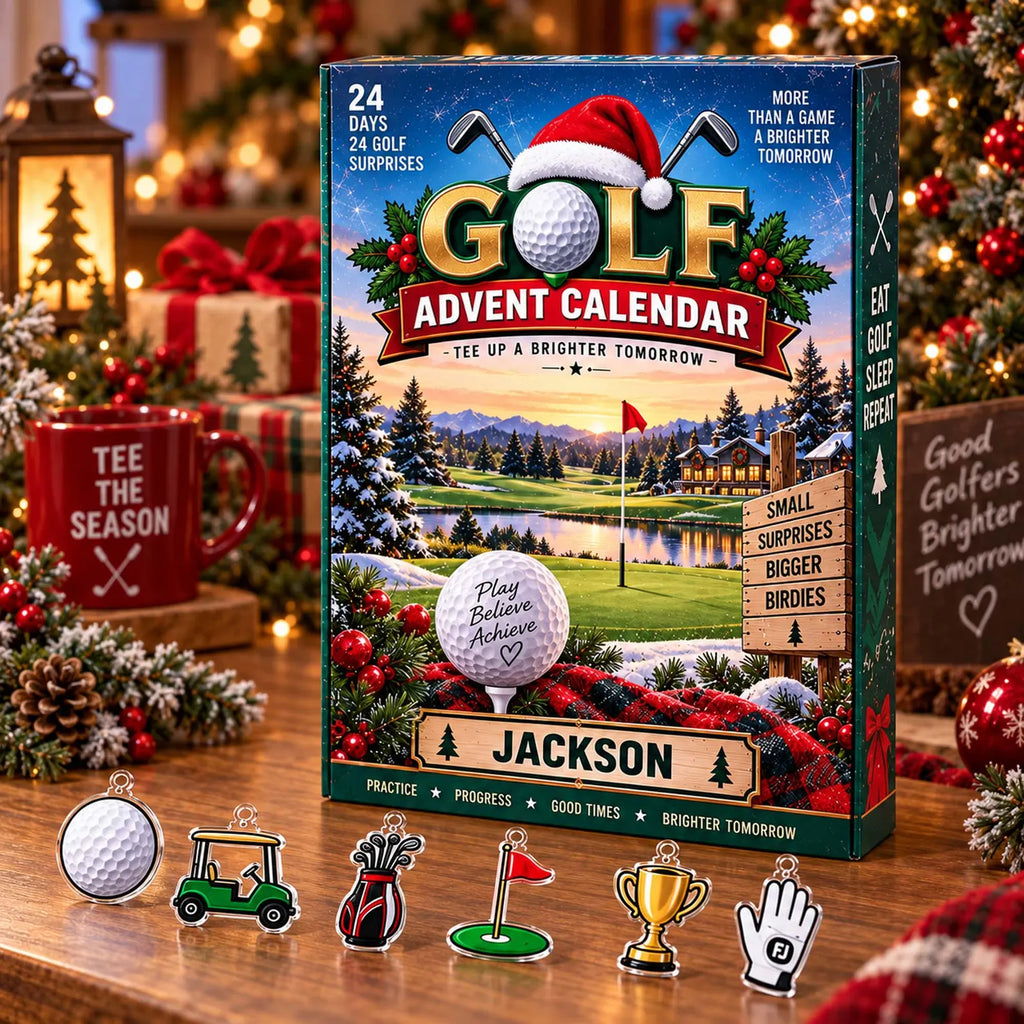 Personalized Golf Advent Calendar 2026, Custom Golf Blind Box Gift for Men Dad, 24 Day Christmas Countdown with Golf Tokens, Xmas Countdown. ACGTP06