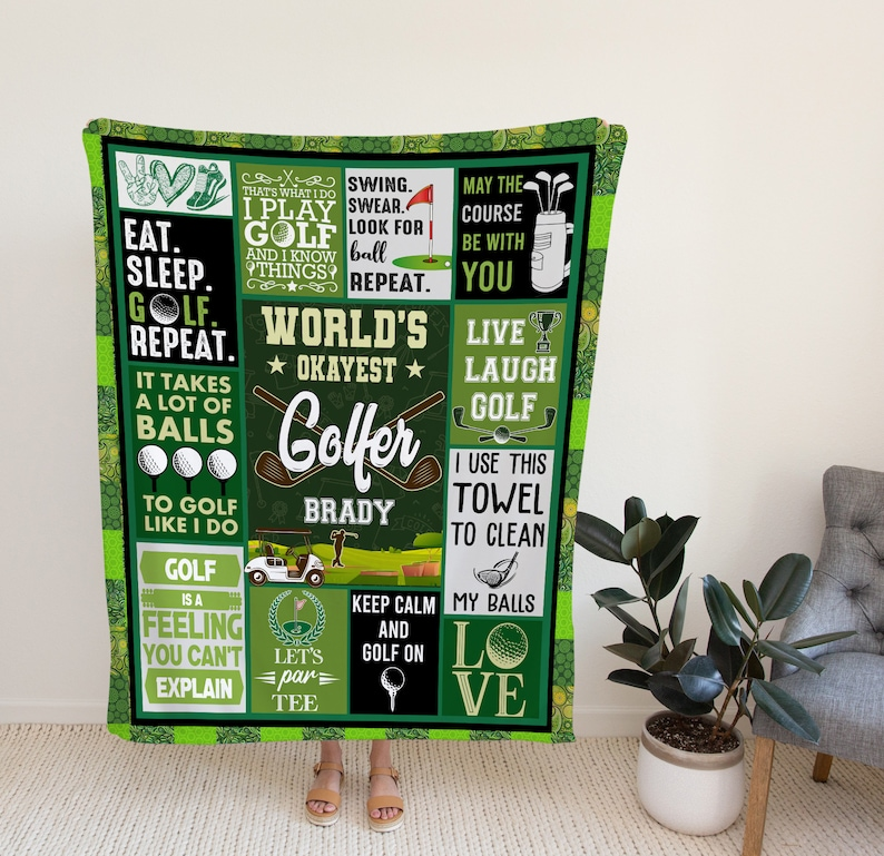 Personalized Golf Blanket, Golf Blanket, Blanket For Golfer, Golf Lover Blanket, Golf Name Blanket, Golf Player Gift, Sports Lover Gift