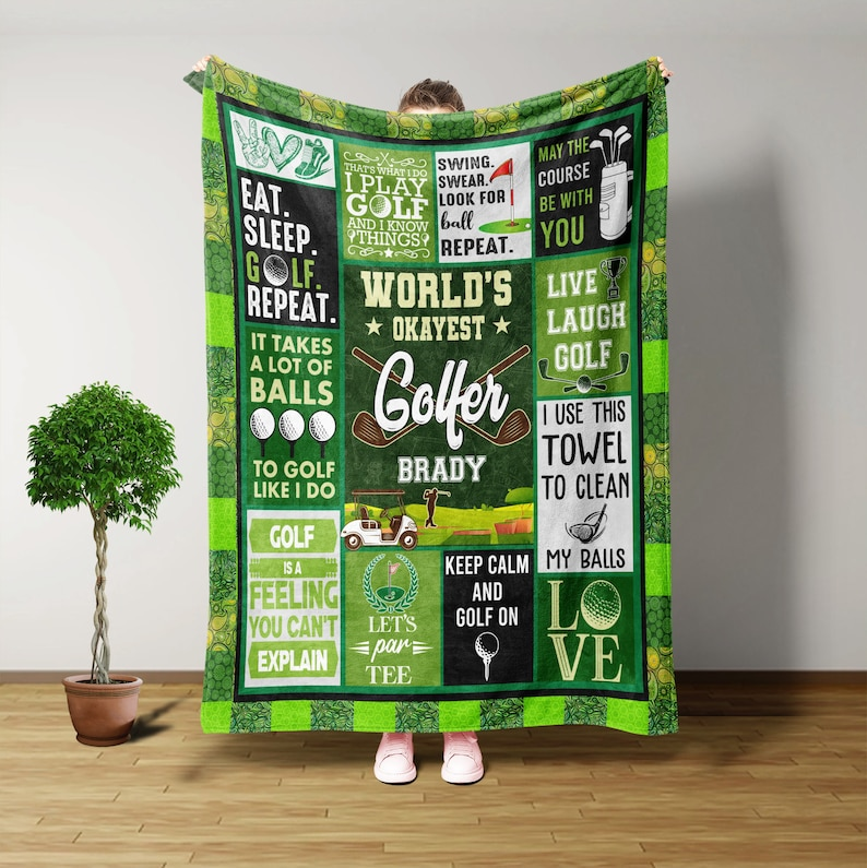 Personalized Golf Blanket, Golf Blanket, Blanket For Golfer, Golf Lover Blanket, Golf Name Blanket, Golf Player Gift, Sports Lover Gift