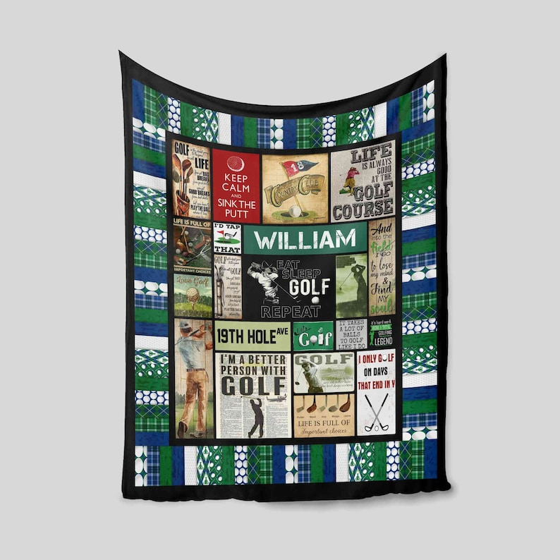 Personalized Golf Blanket, Golf Blanket, Blanket For Golfer, Golf Lover Blanket, Golf Name Blanket, Golf Player Gift, Sports Lover Gift