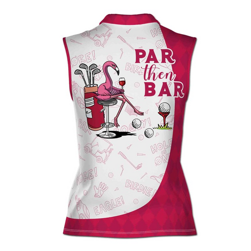 Custom Name Sleeveless Golf Shirt Women, Funny Flamingo Golf Polo, Personalized Ladies Athletic Tank Top, Summer Golf Team Uniform