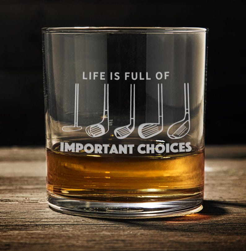 Funny Golf Whiskey Glass, Engraved Scotch Bourbon Glass, Unique Golf Gift for Men, Dad, Husband, or Grandpa