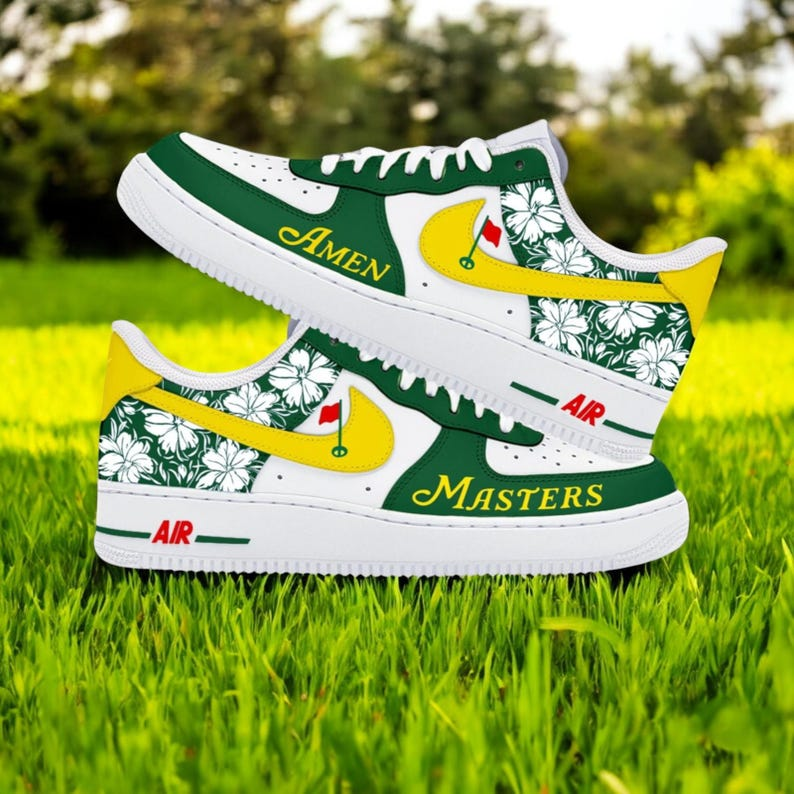 Augusta Golf Masters Custom Air Force 1 Shoes, Custom Hand Painted Golf Shoes Masters AF1, Golf AF1 Shoes, Hand Painted AF1 Sneaker