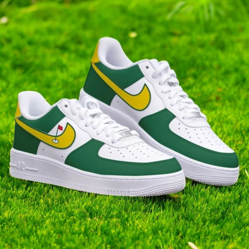 Custom Golf Air Force 1 Shoes, Custom Hand Painted Golf Shoes Masters AF1, Golf AF1 Shoes, Hand Painted AF1 Sneaker