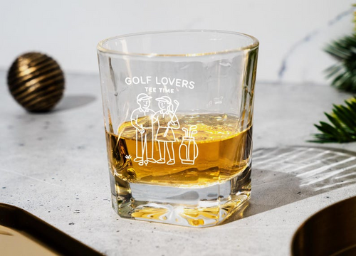 Golf Whiskey Glass Lovers, Tee Time Couple Design, Funny Golf Gifts for Men, Women, Husband, Wife, Golfing Themed Scotch, Bourbon & Rocks Tumbler