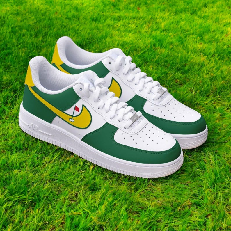 Custom Golf Air Force 1 Shoes, Custom Hand Painted Golf Shoes Masters AF1, Golf AF1 Shoes, Hand Painted AF1 Sneaker
