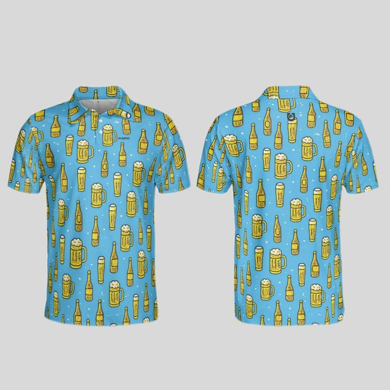 Beer Golf Polo Shirt for Men, Funny Golf Shirt, Novelty Beer Lover Gift, Cool Golf Apparel, Men’s Performance Polo, Summer Golf Outfit