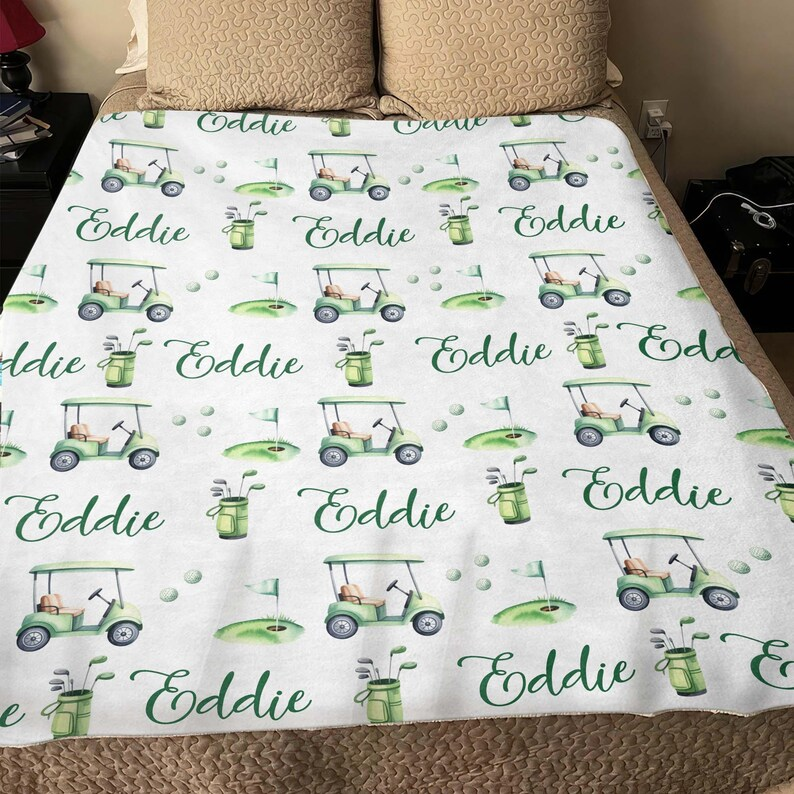 Personalized Golf Blanket, Fleece or Sherpa, Baby Boy Gift