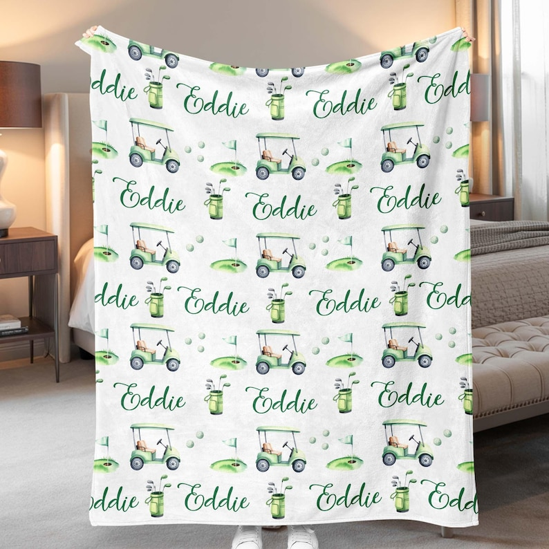 Personalized Golf Blanket, Fleece or Sherpa, Baby Boy Gift