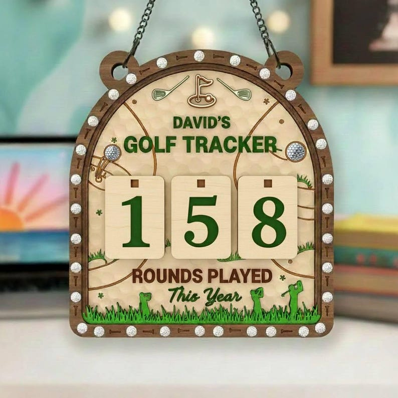 Personalized Golf Rounds Tracker Sign, Custom Golfer Score Display, Golf Lover Gift, Golf Room Decor, Golfing Round Counter Sign