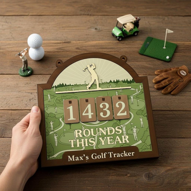 Personalized Golf Rounds Tracker Sign, Custom Golfer Score Display, Golf Lover Gift, Golf Room Decor, Golfing Round Counter
