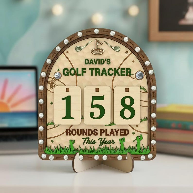Personalized Golf Rounds Tracker Sign, Custom Golfer Score Display, Golf Lover Gift, Golf Room Decor, Golfing Round Counter Sign