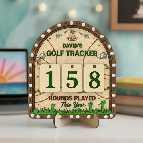 Personalized Golf Rounds Tracker Sign, Custom Golfer Score Display, Golf Lover Gift, Golf Room Decor, Golfing Round Counter Sign WSGTP08