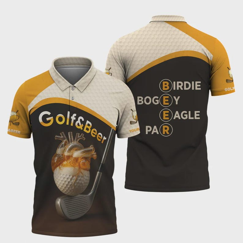 Funny Golf Polo Shirt for Men, Golf & Beer Lover Apparel, Crazy Golf Shirt with Drinking Theme, Bachelor Party or Groomsmen Gift