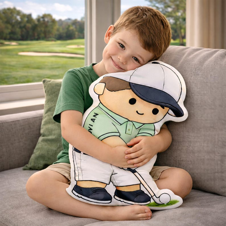 Personalized Photo Golf Pillow Player: Custom Name & Photo Pillow, for Kids Golf Lovers Sports Room Decor Gift for Boys Birthday Present