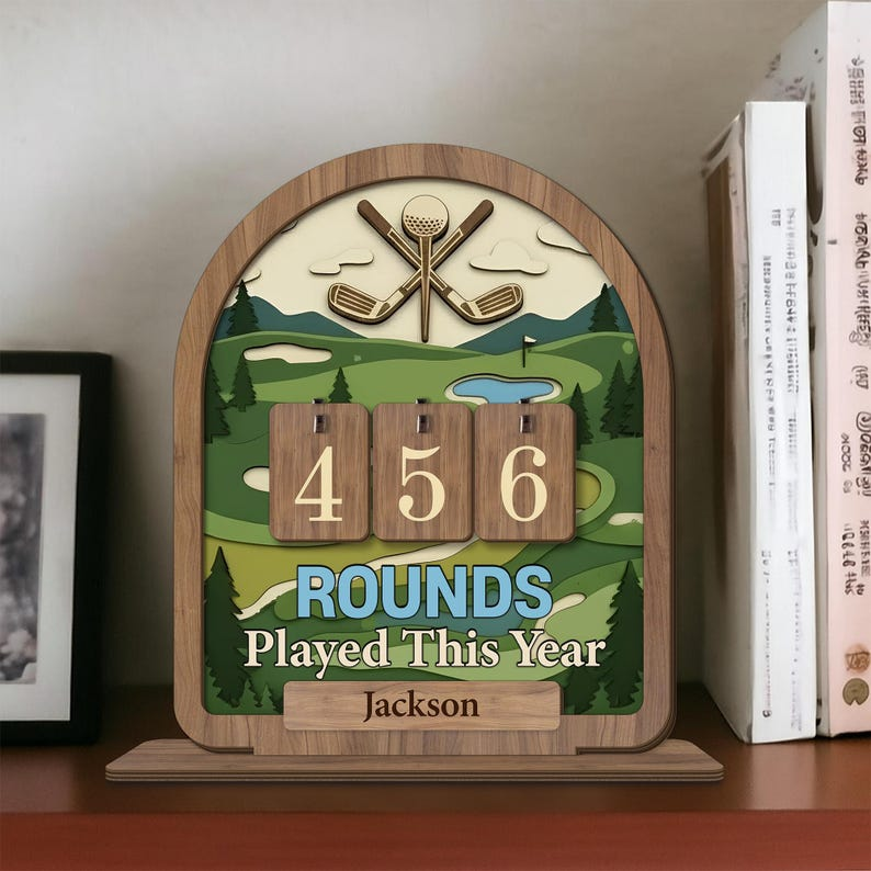 Golf Rounds Tracker Sign, Personalized Golf Wooden Sign, Custom Golfer Score Display, Golf Lover Gift