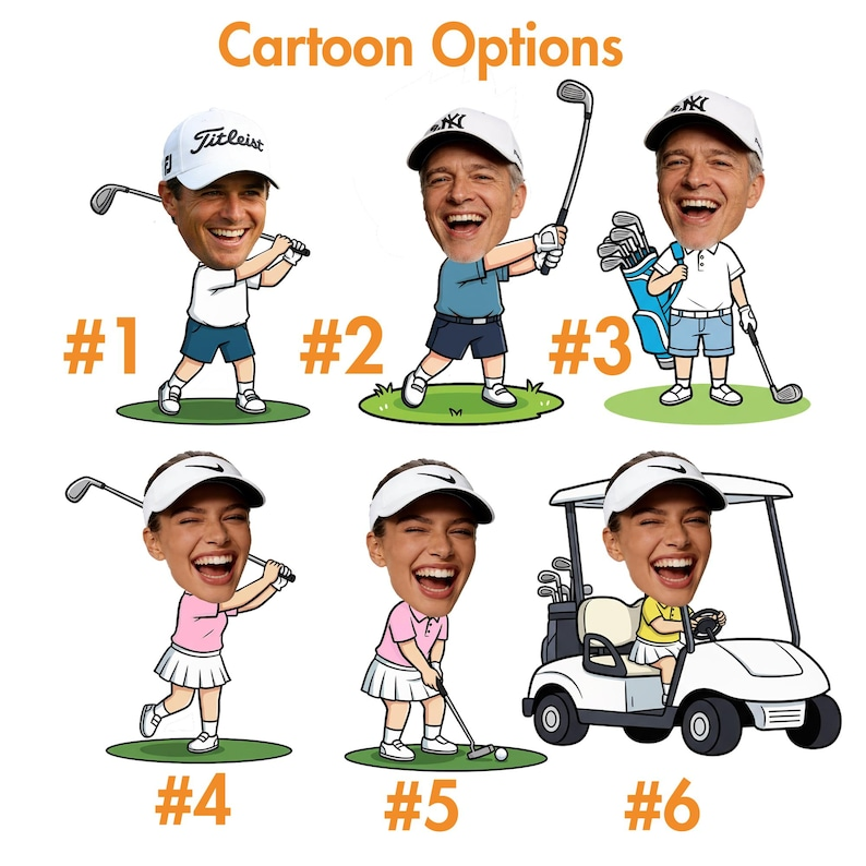 Custom Cartoon Golf Balls with Face, Personalized Photo Golf Gifts, Double-Sided Printed Funny Golf Balls for Dad & Husband