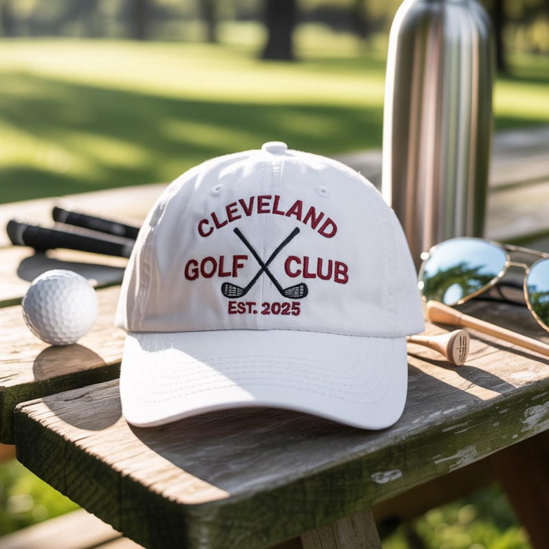 Custom Golf Cap Club Embroidered Dad Hat, Crossed Golf Clubs Logo Cap