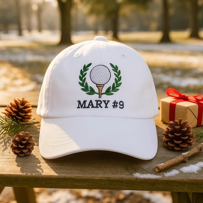 Custom Golf Cap Personalized Embroidered Ball, Cotton Dad Cap for Men & Women, Add Your Name & Number