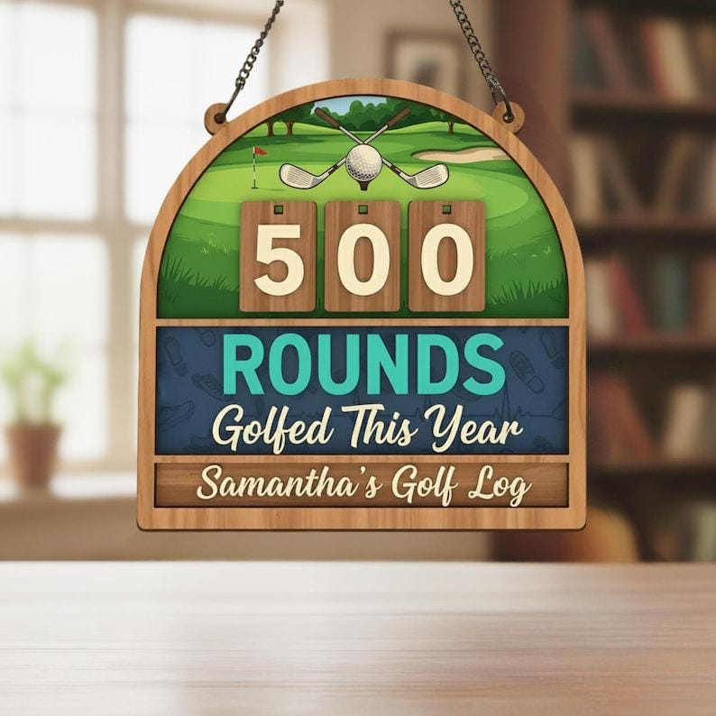 Personalized Golf Rounds Tracker Sign, Custom Golfer Score Display, Golf Lover Gift, Golf Room Decor, Golfing Round Counter Sign