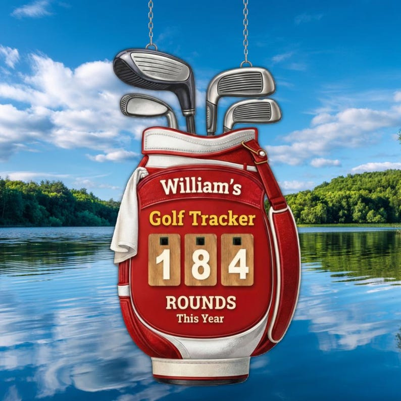 Personalized Wooden Golf Rounds Tracker Sign, Custom Annual Score Counter Display, Golf Room & Man Cave Wall Decor Gift