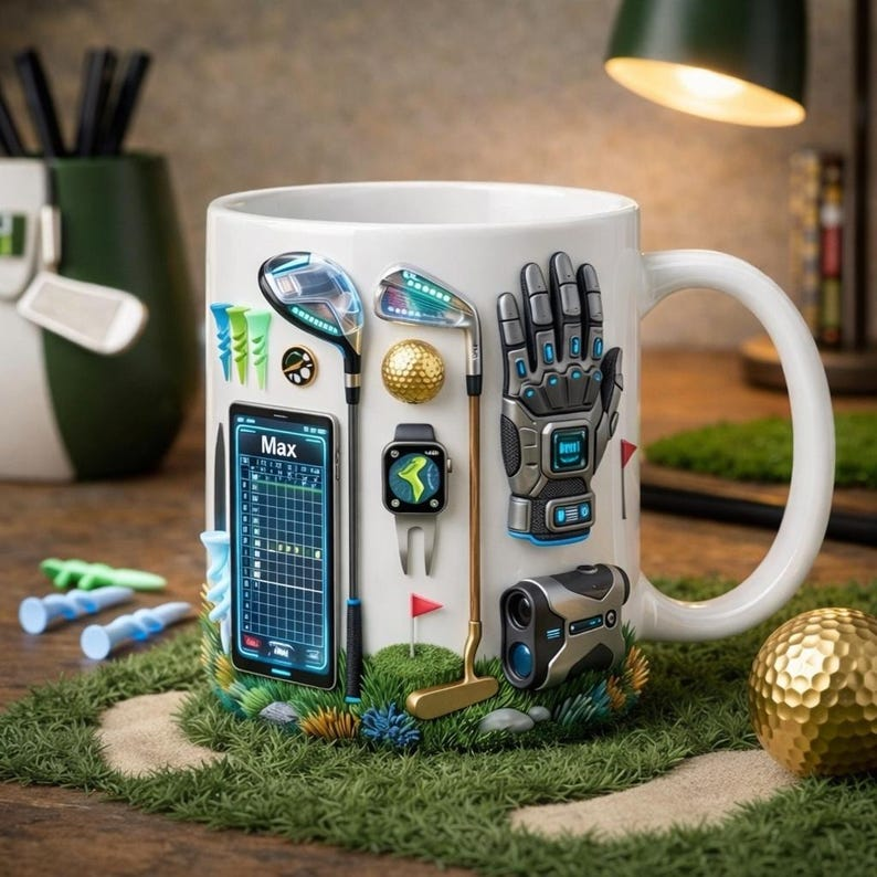 Personalized Golf Mug with Name, Golf Lover Coffee Cup, Custom Golfer Gift, Golf Accessories Mug for Him