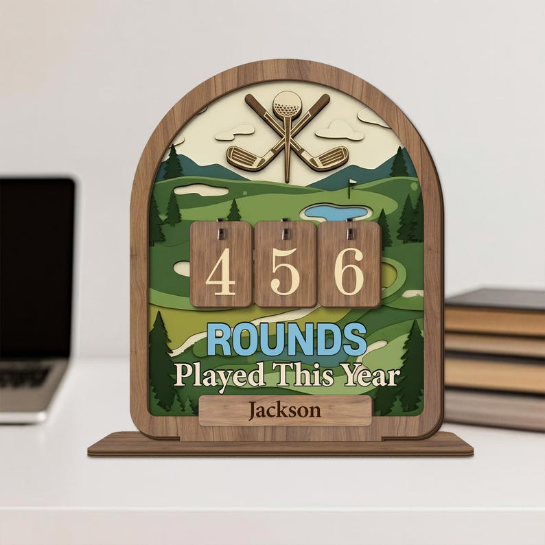 Golf Rounds Tracker Sign, Personalized Golf Wooden Sign, Custom Golfer Score Display, Golf Lover Gift