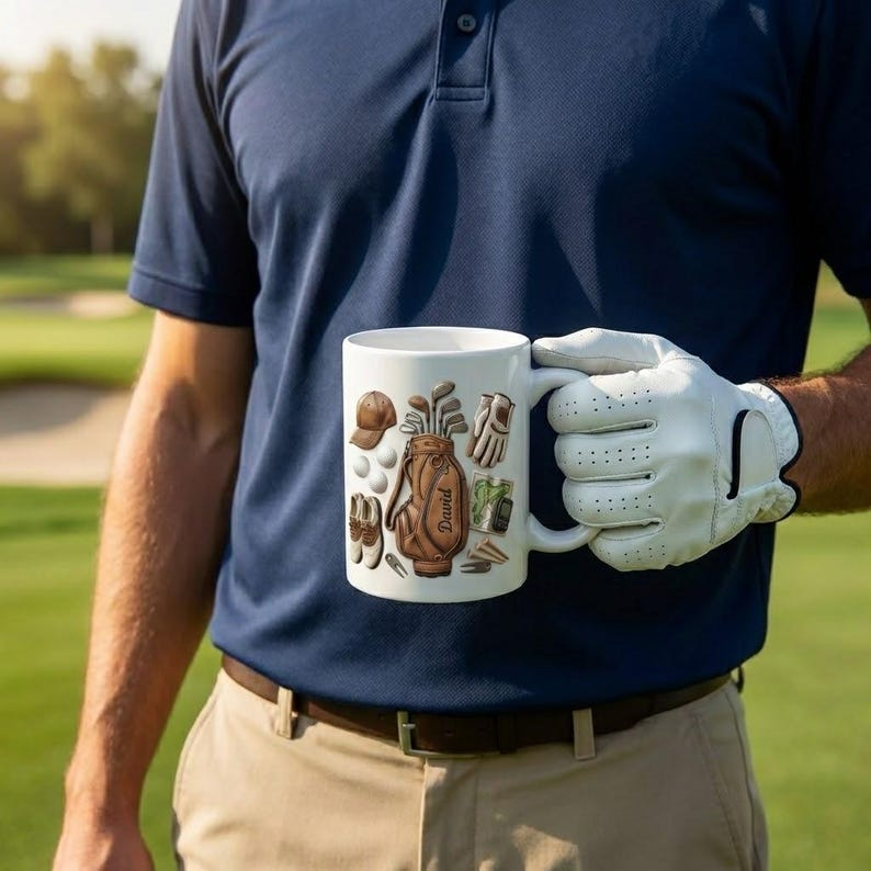 Custom Name Golf Mug, Personalized Golf Lover Coffee Cup, Golfer Gift For Man, Father's Day Gift For Dad Grandpa