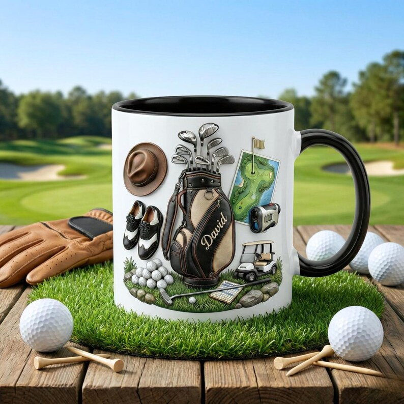 Unique Golf Mug Gift For Golfer, Golf Lover Coffee Cup, Custom Name Golf Ceramic Mug, Personalized Father's Day Gift For Dad Grandpa