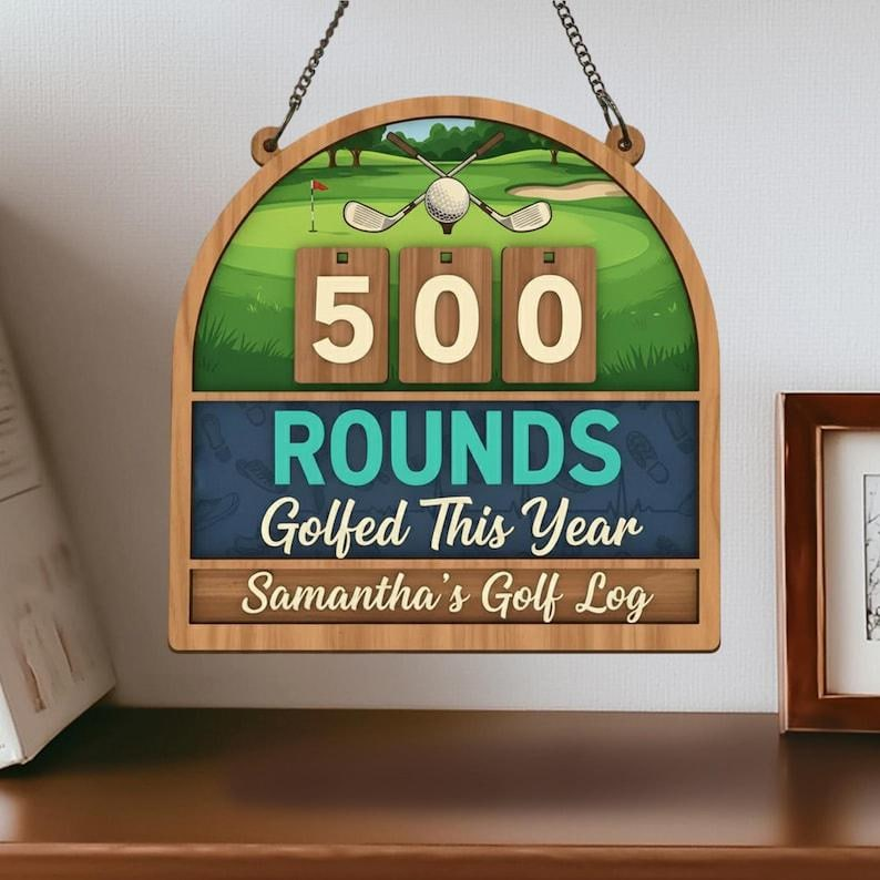 Personalized Golf Rounds Tracker Sign, Custom Golfer Score Display, Golf Lover Gift, Golf Room Decor, Golfing Round Counter Sign