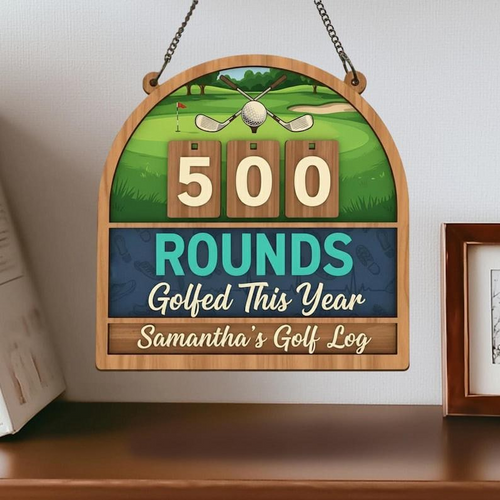 Personalized Golf Rounds Tracker Sign, Custom Golfer Score Display, Golf Lover Gift, Golf Room Decor, Golfing Round Counter Sign WSGTP07