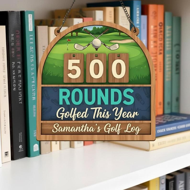 Personalized Golf Rounds Tracker Sign, Custom Golfer Score Display, Golf Lover Gift, Golf Room Decor, Golfing Round Counter Sign