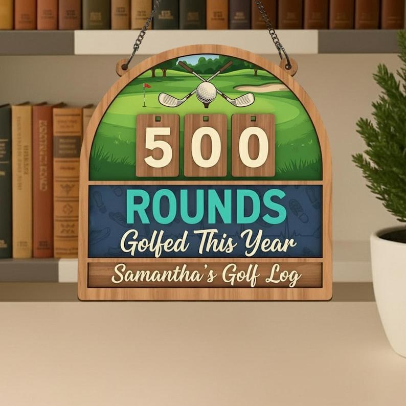 Personalized Golf Rounds Tracker Sign, Custom Golfer Score Display, Golf Lover Gift, Golf Room Decor, Golfing Round Counter Sign