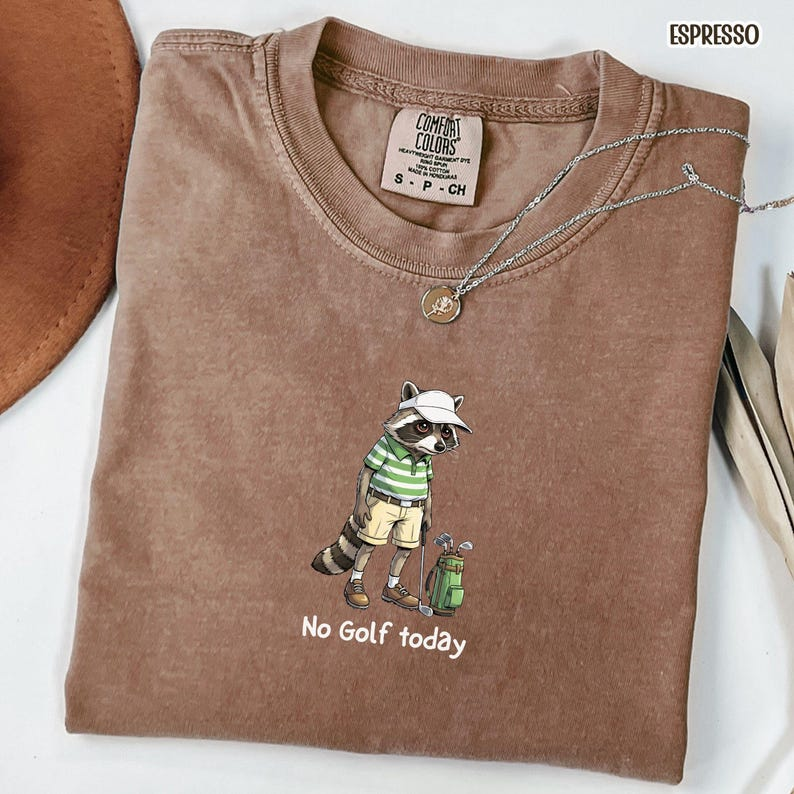 Golf Raccoon Shirt Funny Raccoon No Golf Today T-Shirt Golf Lover Gift for Men Husband Boyfriend Sarcastic Humor Golfing Tee