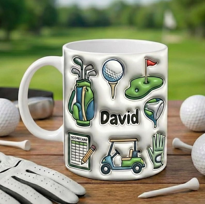 Personalized Golf Mug with Name, Custom Golf Lover Coffee Mug, Golf Player Gift, Golfer Gift for Him, Sports Mug