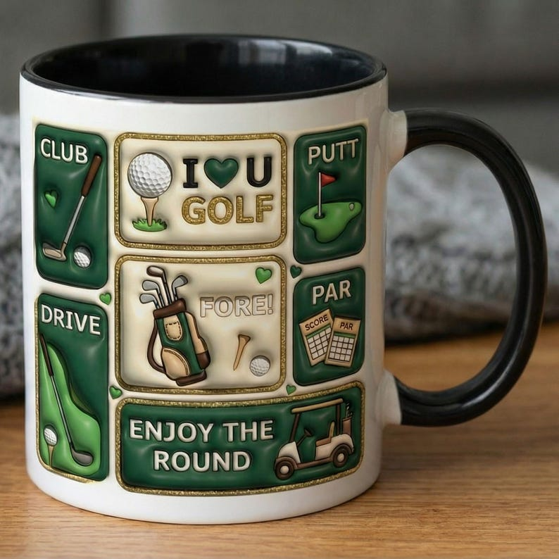 Golf Lover Coffee Mug, I Love Golf Mug, Funny Golf Mug, Golf Player Gift, Enjoy The Round Mug, Gift for Golfers