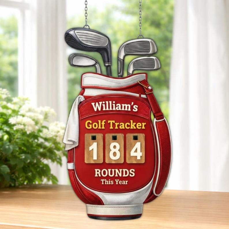 Personalized Wooden Golf Rounds Tracker Sign, Custom Annual Score Counter Display, Golf Room & Man Cave Wall Decor Gift