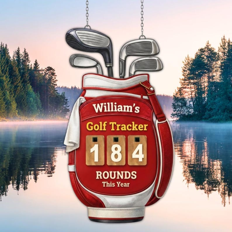 Personalized Wooden Golf Rounds Tracker Sign, Custom Annual Score Counter Display, Golf Room & Man Cave Wall Decor Gift