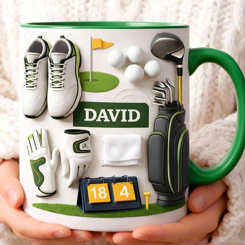 Personalized Golf Mug, Custom Name Golf Coffee Mug, Golf Lover Gift, Golfer Mug for Men, Dad, Husband, Golf Gift Idea