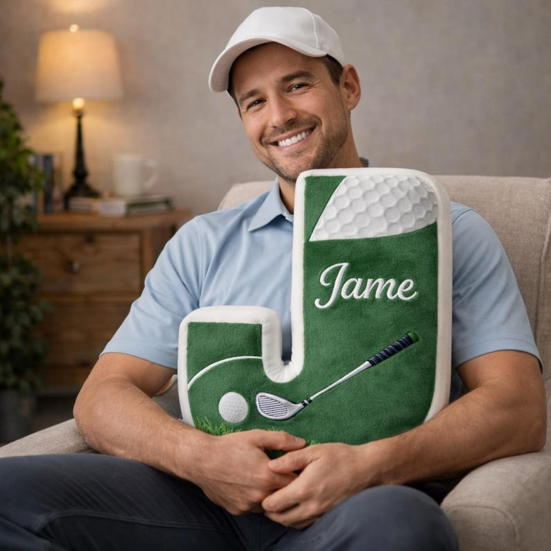 Personalized Name Golf Pillow Letter | Custom Name Plush Cushion For Dad Husband Boyfriend