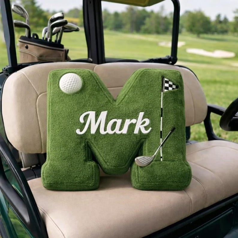 Personalized Golf Pillow Letter Name | Custom Name Plush Cushion For Dad Husband Boyfriend