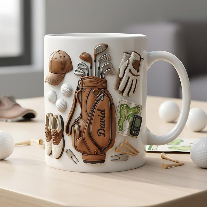 Custom Name Golf Mug, Personalized Golf Lover Coffee Cup, Golfer Gift For Man, Father's Day Gift For Dad Grandpa