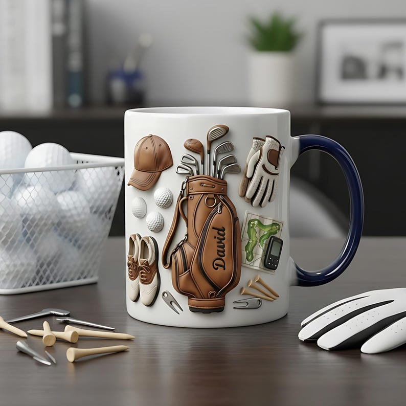 Custom Name Golf Mug, Personalized Golf Lover Coffee Cup, Golfer Gift For Man, Father's Day Gift For Dad Grandpa