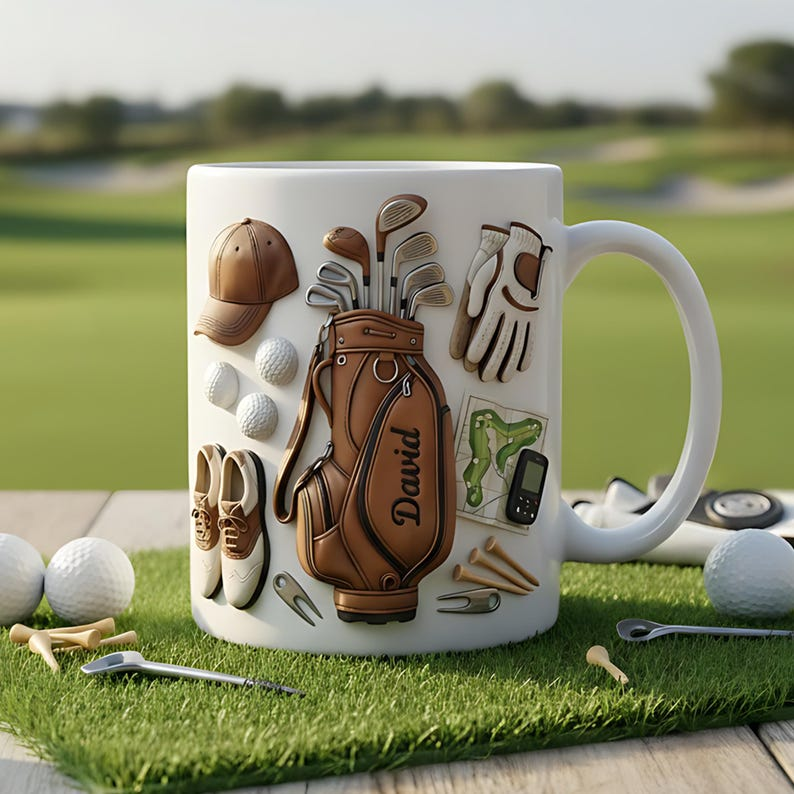 Custom Name Golf Mug, Personalized Golf Lover Coffee Cup, Golfer Gift For Man, Father's Day Gift For Dad Grandpa