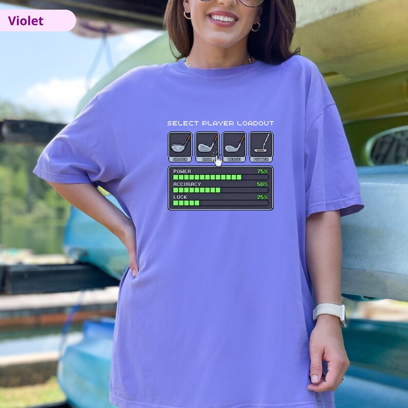 Funny Gamer T-Shirt Golf, Pixel Art Golf T Shirt, Retro 8 Bit Golf Tee for Dad, Arcade Style Golfing Gift, Golf Lover Gift